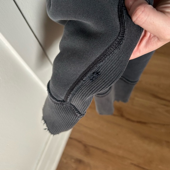 Abercrombie & Fitch Men's Navy Blue Hoodie Washed Distressed Vintage Y2K Large - Picture 8 of 13